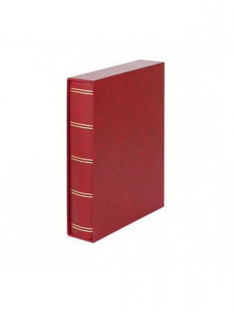 Альбом для марок (кляссер ELEGANT LUXUS) + шубер. 30 листов (60 страниц) из чёрного картона с промежуточными листами из пергамина. Красный. Lindner, 1169SK