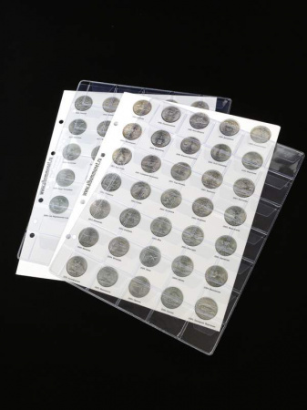 Комплект листов с информационными листами для 25-центовых монет США (1999-2011) Штаты и территории. Albommonet