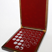 Деревянный футляр для набора из 36 монет в капсулах