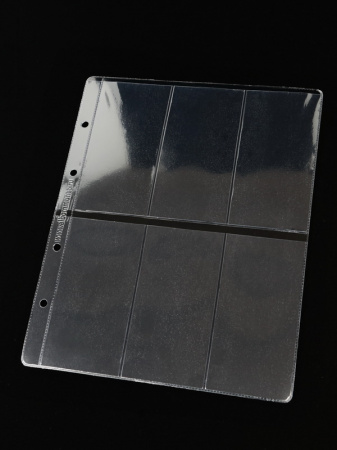 Лист формата ОПТИМА (Россия) (202х251 мм) из прозрачного пластика на 6 ячеек (57х117 мм). Standart. Albommonet, ЛМ6