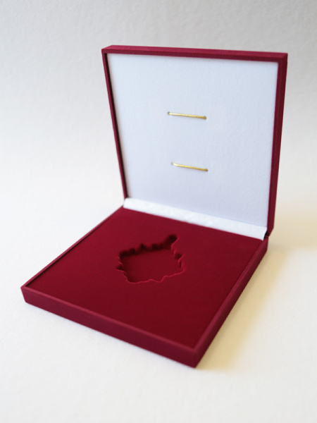 Флокированный футляр (160х160х33 мм) под знак на ленте