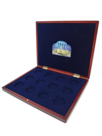 Футляр деревянный Volterra Uno (304х244х31 мм) для 12 серебряных монет Чемпионат мира по футболу 2018 в капсулах. Талисман