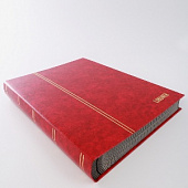 Альбом для марок (кляссер STANDARD). 24 листа (48 страниц) из чёрного картона с промежуточными листами из пергамина. Красный. Lindner, 1169