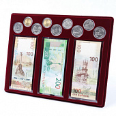 Планшет S (234х296х12 мм) «Крым и Севастополь» (для 3 банкнот в чехлах и 9 монет в капсулах Leuchtturm)