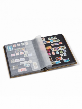 Альбом для марок (кляссер COMFORT). 32 листа (64 страницы) из чёрного картона. Metallic edition (Серебристый). Leuchtturm, 358059