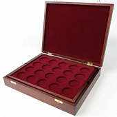 Футляр деревянный Vintage (329х271х61 мм) для 40 монет в капсулах (диаметр 46 мм). 2 уровня