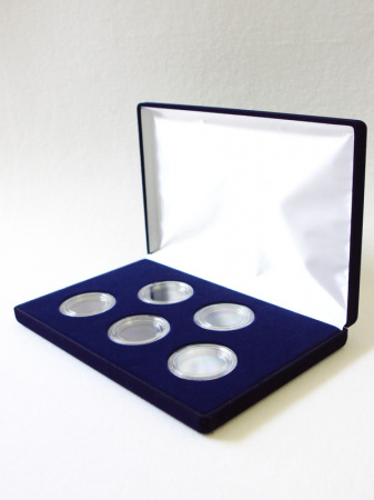 Футляр (217х141х29 мм) для 5 монет в капсулах (диаметр 44 мм)