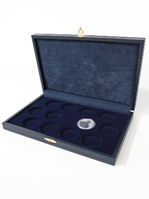 Футляр кожзам Sapfir M (238х155х37мм) для серии монет Australian Lunar Series III (50 cents, 1/2 oz silver proof) в капсулах