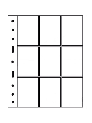 Лист-обложка GRANDE 3/3C (242х312 мм) из прозрачного пластика на 9 ячеек (68х98 мм). Leuchtturm, 323456/1