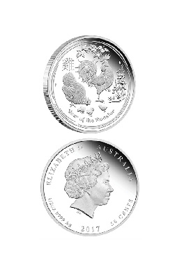 Серебряный австралийский лунар II серии «Год Петуха» 2017 года 1/2oz (1/2oz Bullion Lunar Silver Rooster Coin 2017)