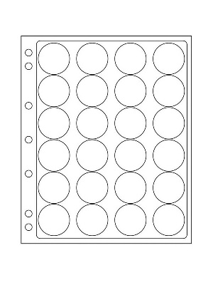 Листы-обложки ENCAP из прозрачного пластика для монет в капсулах CAPS 36/37 мм Leuchtturm. Диаметр ячейки 42,5 мм. Упаковка из 2 листов. Leuchtturm, 343214