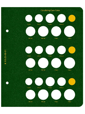 Лист для альбома «Регулярные монеты Евро». Альбо Нумисматико, 110-21-06-01