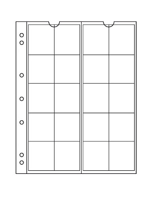 Листы-обложки для монет NUMIS 34 (193х217 мм) из прозрачного пластика на 20 ячеек (37х38 мм). Диаметр 34 мм. Упаковка из 5 листов. Leuchtturm, 338571