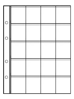 Лист формата ГРАНДЕ (Россия) (250х311 мм) из прозрачного пластика на 20 ячеек (50х50 мм). Professional. Albommonet, ЛХГ20-Prof