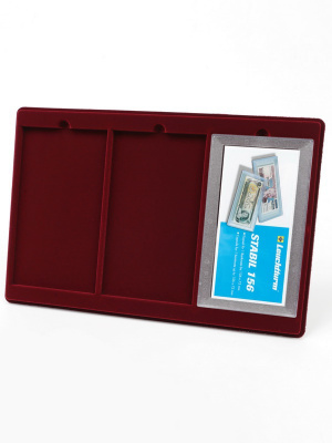 Планшет L (222х333х13 мм) для 3 банкнот в пластиковой капсуле STABIL 156, тёмно-бордовый  Планшет L (222х333х13 мм) для 3 банкнот в пластиковой капсуле STABIL 156, тёмно-бордовый