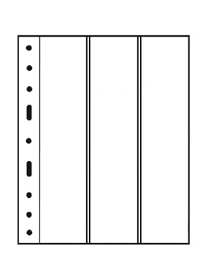 Лист-обложка GRANDE 3VC (242х312 мм) из прозрачного пластика на 3 вертикальные ячейки (68х306 мм). Leuchtturm, 321966/1