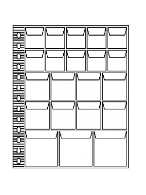 Лист-обложка для монет PENNY (174х214 мм) из прозрачного пластика на 21 ячейку. Диаметр от 28 до 50 мм. Lindner, IV