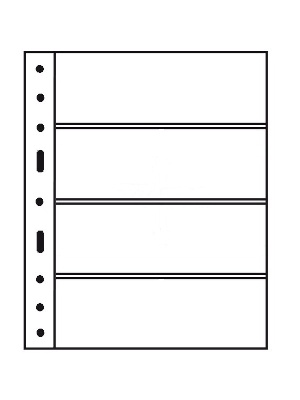 Лист-обложка GRANDE 4C (242х312 мм) из прозрачного пластика на 4 ячейки (216х72 мм). Leuchtturm, 316329/1