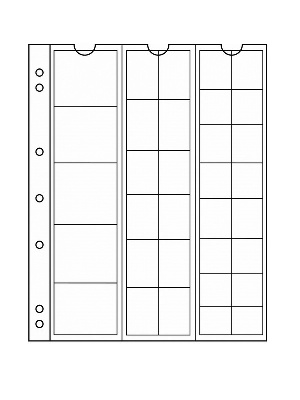 Листы-обложки для монет NUMIS MIX (193х217 мм) из прозрачного пластика для хранения монет разного диаметра. Упаковка из 5 листов. Leuchtturm, 323010
