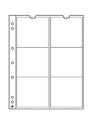 Лист-обложка для монет NUMIS 55 (193х217 мм) из прозрачного пластика на 6 ячеек (72х62 мм). Диаметр 55 мм. Упаковка из 5 листов. Leuchtturm, 330456