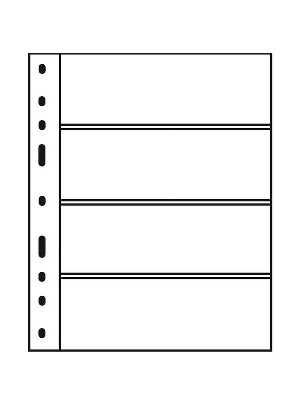 Листы-обложки OPTIMA 4C (202х252 мм) из прозрачного пластика на 4 ячейки (180х58 мм). Упаковка из 10 листов. Leuchtturm, 318071