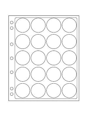 Листы-обложки ENCAP из прозрачного пластика для монет в капсулах CAPS 40/41 мм Leuchtturm. Диаметр ячейки 47 мм. Упаковка из 2 листов. Leuchtturm, 343216