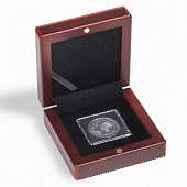 Деревянный футляр Volterra (80х80х32 мм) для монеты в капсуле Quadrum mini (38х38х6,7 мм). Leuchtturm, 360121