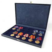 Футляр кожзам Sapfir L (336х233х36 мм) на 12 медалей РФ d-32 мм с пятиугольной колодкой