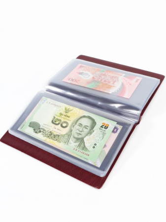 Карманный альбом для 16 банкнот (170х75 мм), Бордовый, Albommonet, Россия