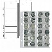 Нумизматические листы системы MULTI COLLECT для 24 монет диаметром до 34 мм. Упаковка из 5 листов и 5 чёрных прокладочных листов. Lindner, MU24