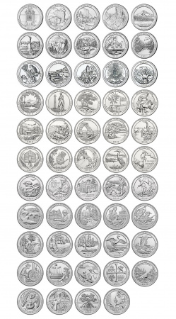 Набор из 54 монет серии «Национальные парки США» (America the Beautiful Quarters)