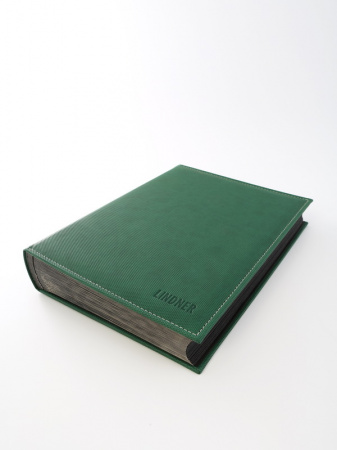 Альбом для марок (кляссер DIAMANT). 30 листов (60 страницы) из чёрного картона с промежуточными прозрачными листами. Зелёный. Lindner, 1195