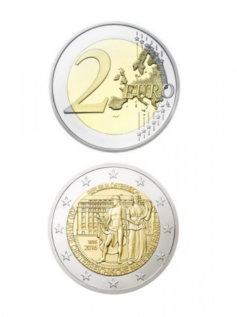 2 евро, Австрия (200 лет Национальному Банку Австрии). 2016 г.