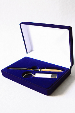 Футляр флокированный (102х142х42 мм) для ручки и флешки